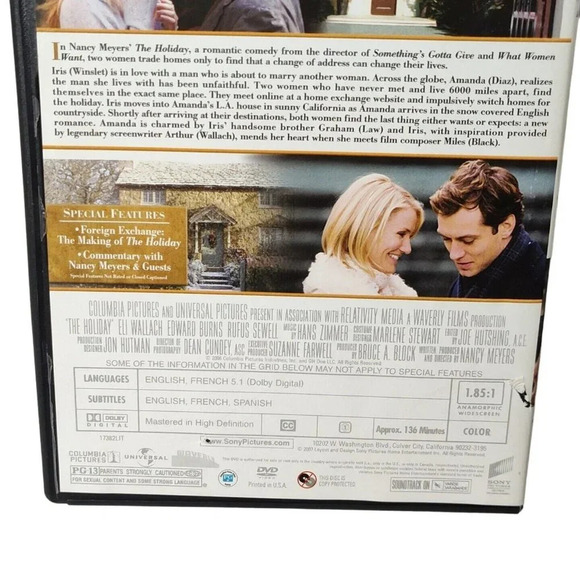 The Holiday DVD Cameron Diaz Kate Winslet Jude Law PLASTIC COVERING IS MISSING - Picture 3 of 6